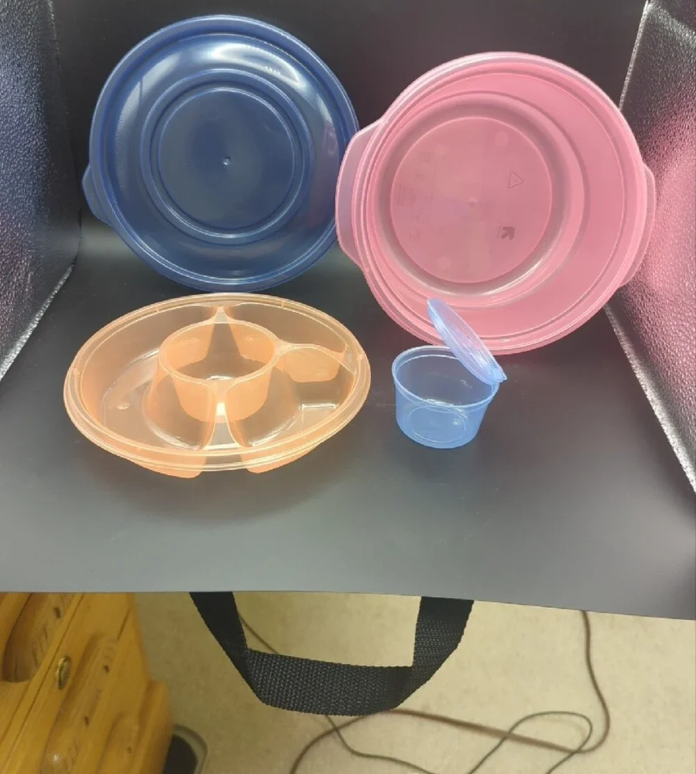 Snap & Store 47 fl oz Salad Container w/Toppings Tray & Dressing Cup w/Lid New